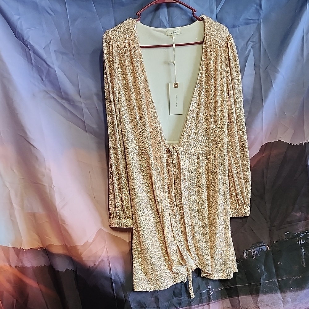 *Nwt In Loom Gold Sequin Dress